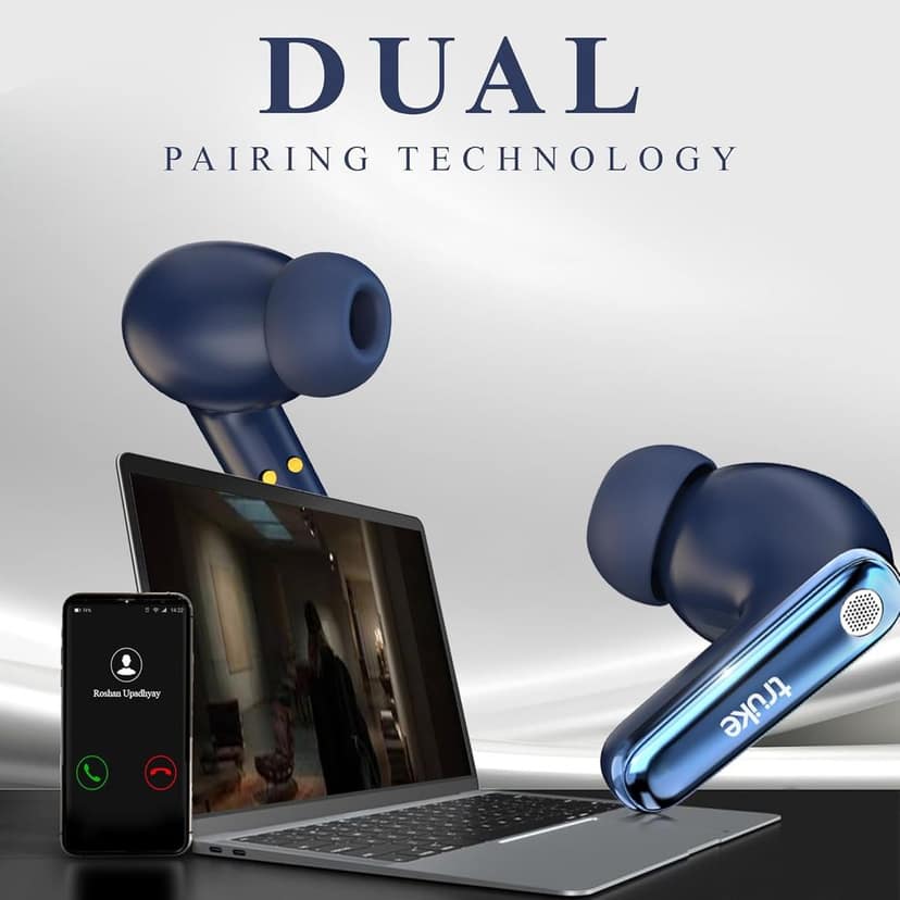 truke New Launch Mega 10 True Wireless in Ear Earbuds W/ 24-Bit Lossless Spatial Audio, 70H Battery Fast Charge Buds (Royal Blue) view 5