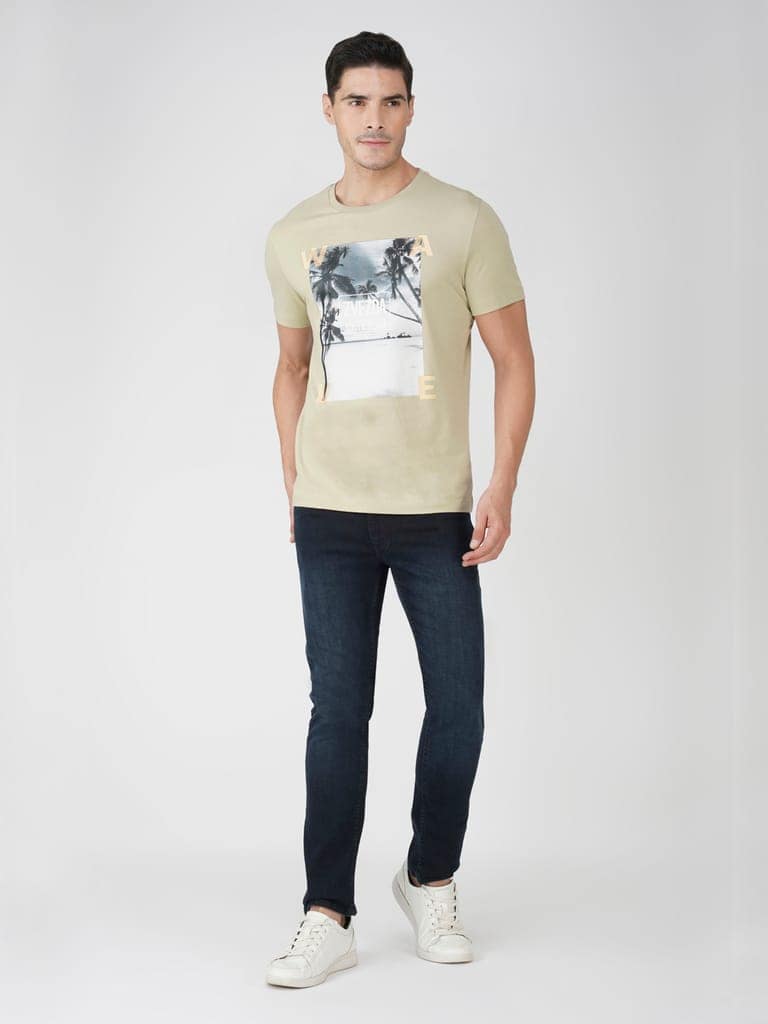 Men’s Graphic Print Cotton Tee Euro Fit-Dark Grey view 5
