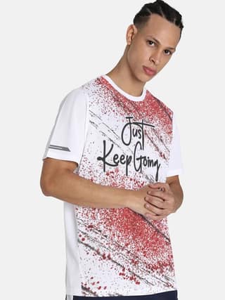 Men White Graphic Printed Crew Neck regular Fit T-shirt