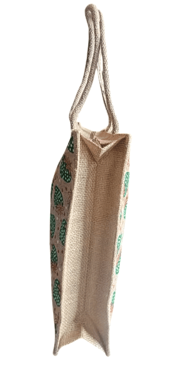 Eco-Friendly Jute Tote Bag with Heart Pattern view 3