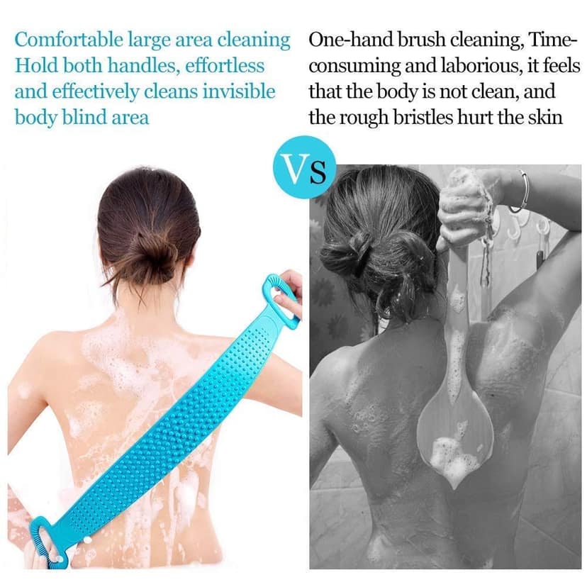 Trendzie Care Silicone Body Back Scrubber Bath Belt Double Side Brush (Multicolors) view 3