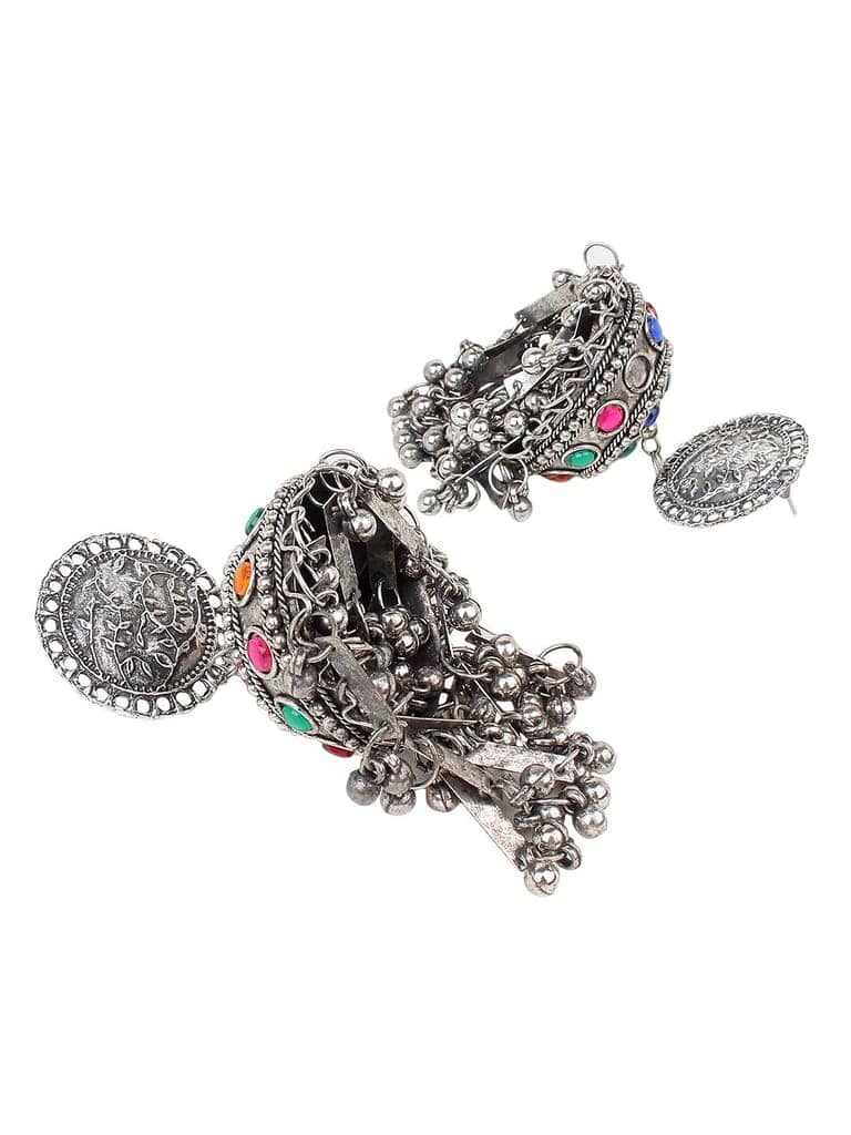 Cardinal Oxidized Silver Color Jhumka Earrings