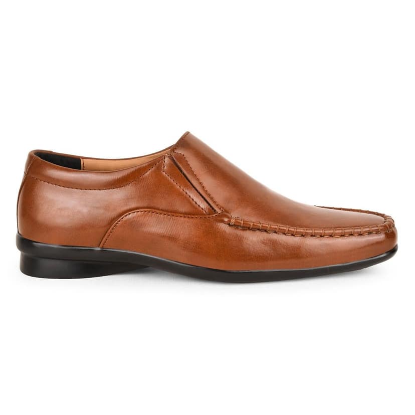 Paragon Tan Formal Slip-On Shoes for Men view 3