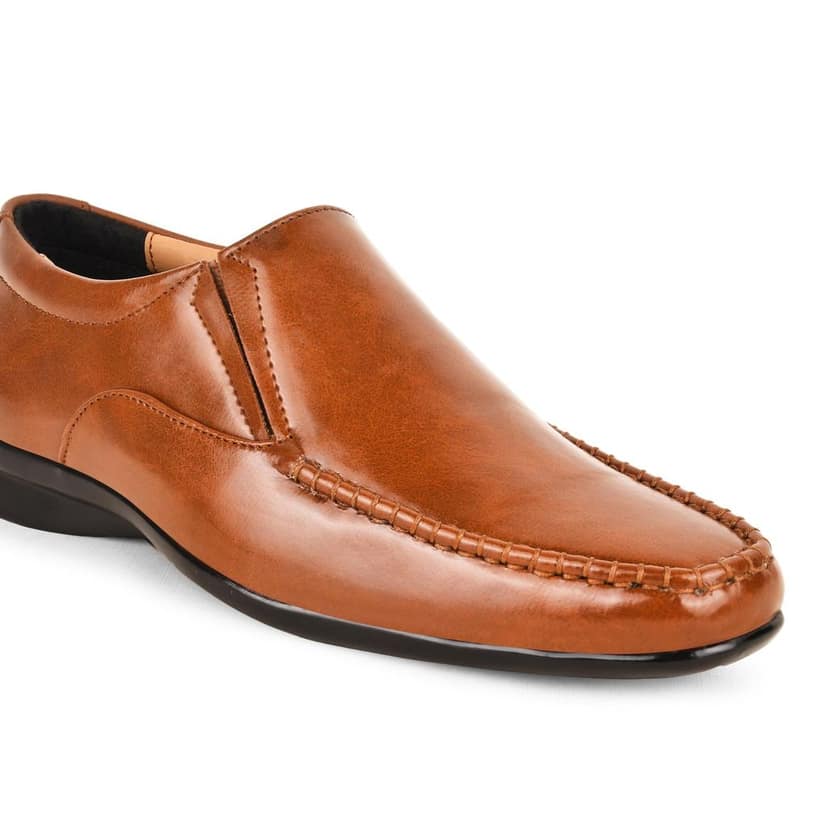 Paragon Tan Formal Slip-On Shoes for Men view 7