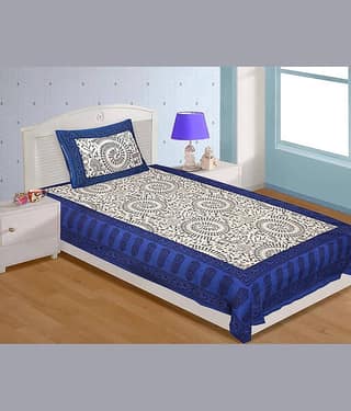 Uniqchoice Cotton Single Bedsheet ( Blue )