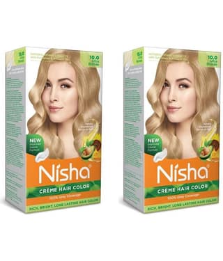 Nisha Creme Hair Color Ultra Blonde 150g Pack of 2, Permanent Hair Colour for Women & Men, Long Lasting Hair Color