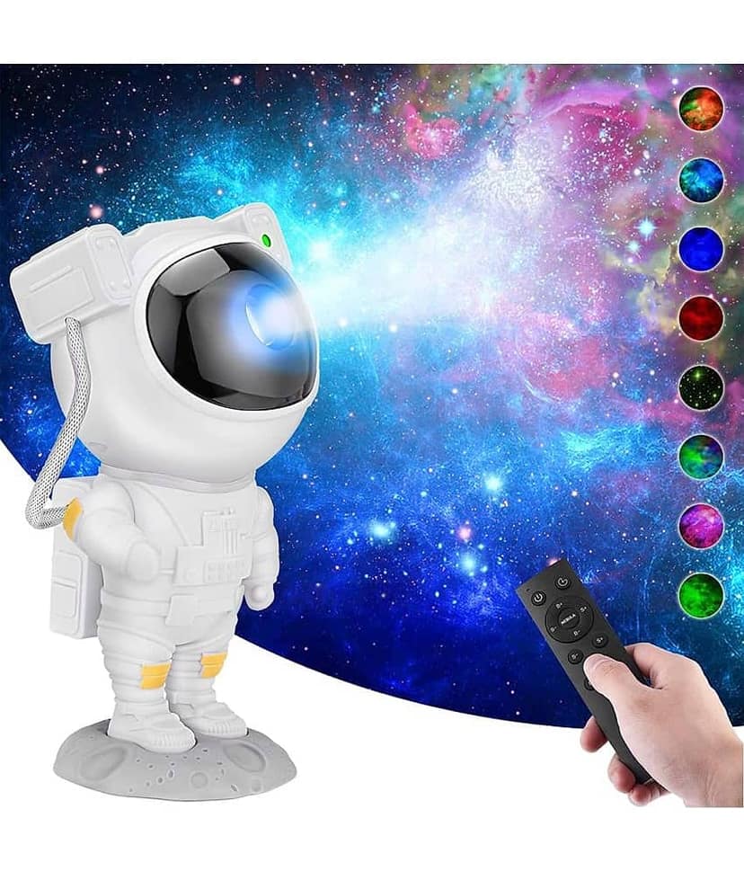 GEEO Astronaut Galaxy Projector with Remote Control - 360Â° Adjustable Timer Kids Astronaut Nebula Night Light