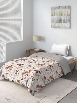 DDECOR - Ultima Collection 100% Cotton Floral Pattern 136TC King Quilt |229 CM X 274 CM| - Brown