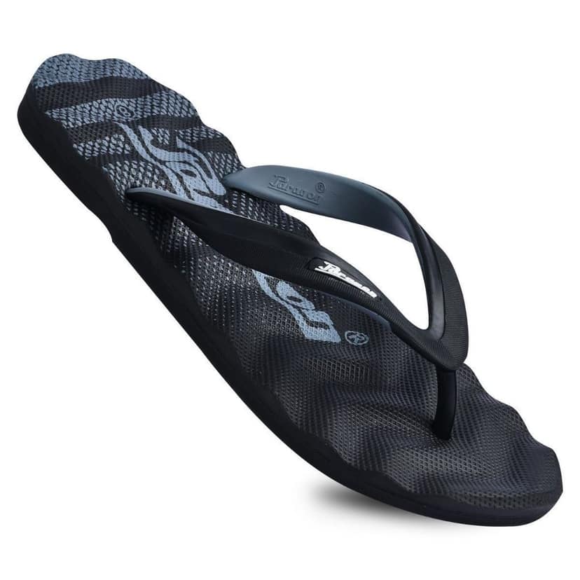 Paragon Lightweight Textured Black Casual Flip Flops for Men view 4