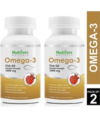 Nutriarc Wellness Double Strength Omega 3 1000 mg Unfalvoured Vitamins Softgel Pack of 2