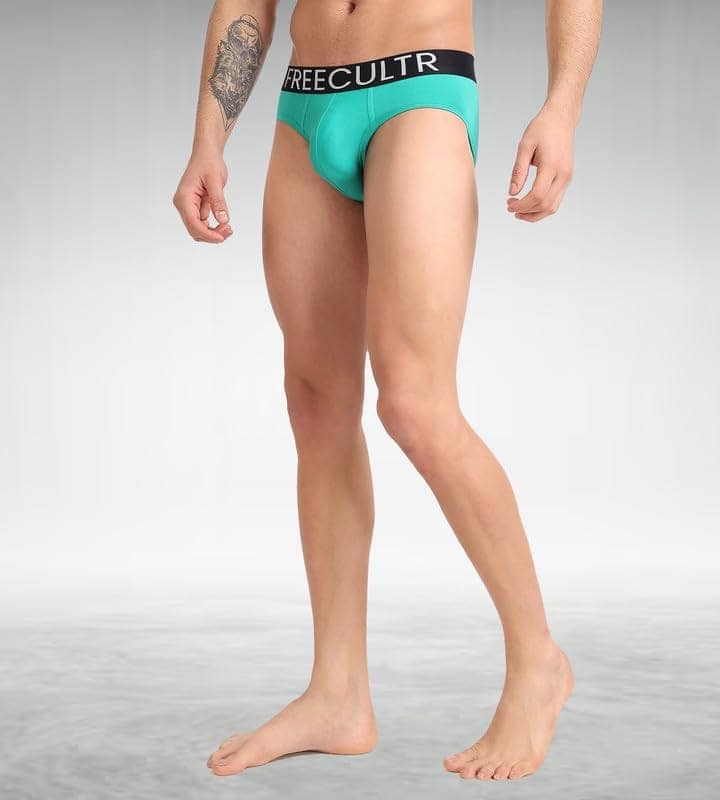 FREECULTR Men's Underwear Organic Cotton (Ultrasoft Waistband) Premium Snug-Fit Brief Pack of 1-Holly Green view 5