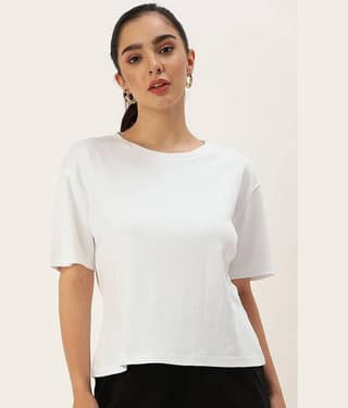 Bene Kleed Women Cotton Solid Oversized Fit Round Neck T-Shirt ( Green )
