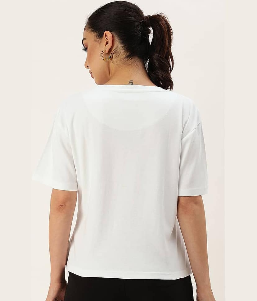 Bene Kleed Women Cotton Solid Oversized Fit Round Neck T-Shirt ( Green ) view 4