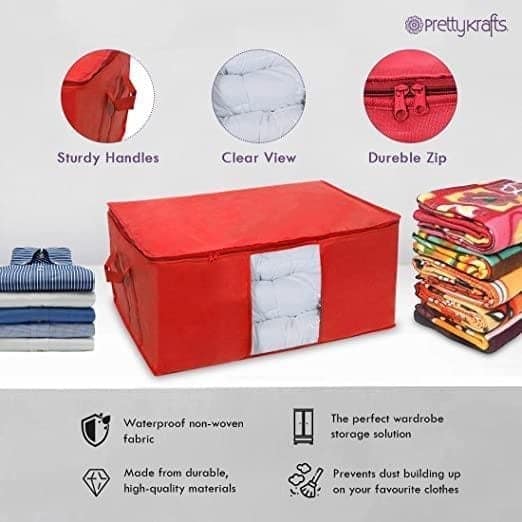 Woven Cloth Cover Set For Wardrobe Organizer Clothes Storage Bags For Closet Cloth Organizer (Pack of 6) view 2
