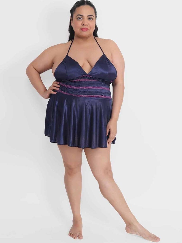Plus Size Hot Short Navy Bikini Dress for Honeymoon BB35N view 4