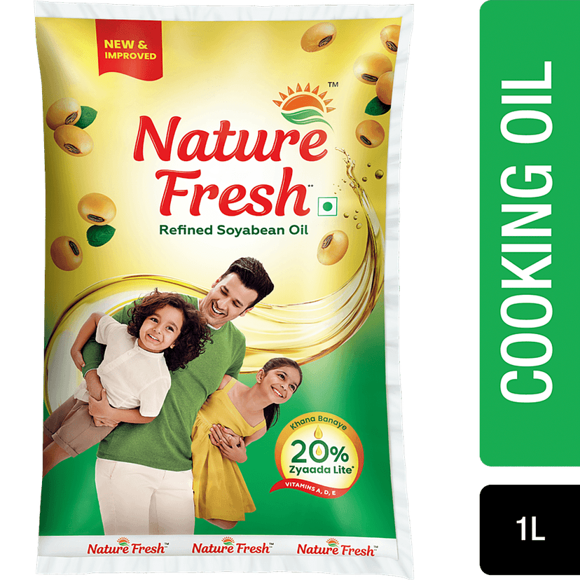 Nature Fresh Refined Soyabean Oil, 1 L Pouch
