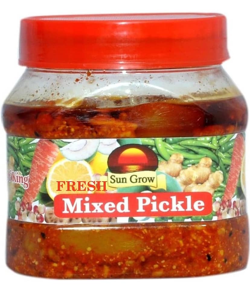 Sun Grow Fresh Yummy Mixed Pickle Achaar (Mixed Vegetable, Mango, Lime, Green Chilli, Carrot, Ginger) Pickle 500 g