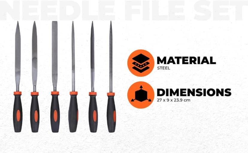 BLACK+DECKER BDHT22148 174mm 6-Piece Steel Needle File Set for Cutting & Smootheing Out Surfaces Ideal for Wood, Metal, Plastic for Home & DIY Use, ORANGE & BLACK view 3