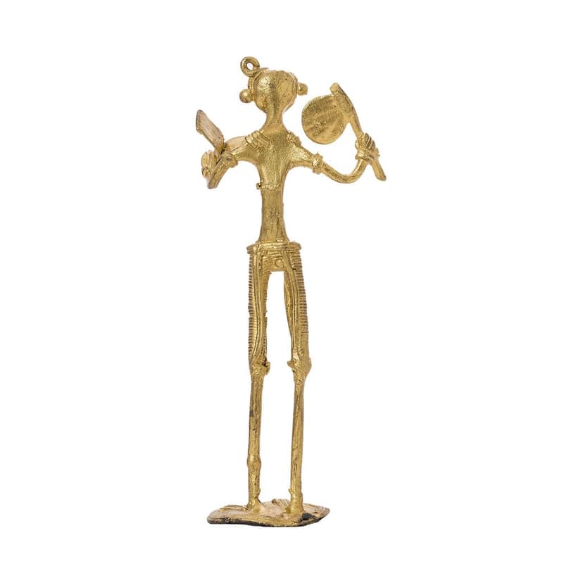 SOWPEACE Handcrafted dhokra Art Farmer Solo T2 “The Gold Harnesser” Brass showpiece, Premium Artisan Made Home Decor for Living R view 2