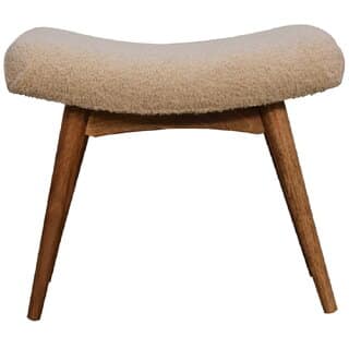 Boucle Cream Curved Bench