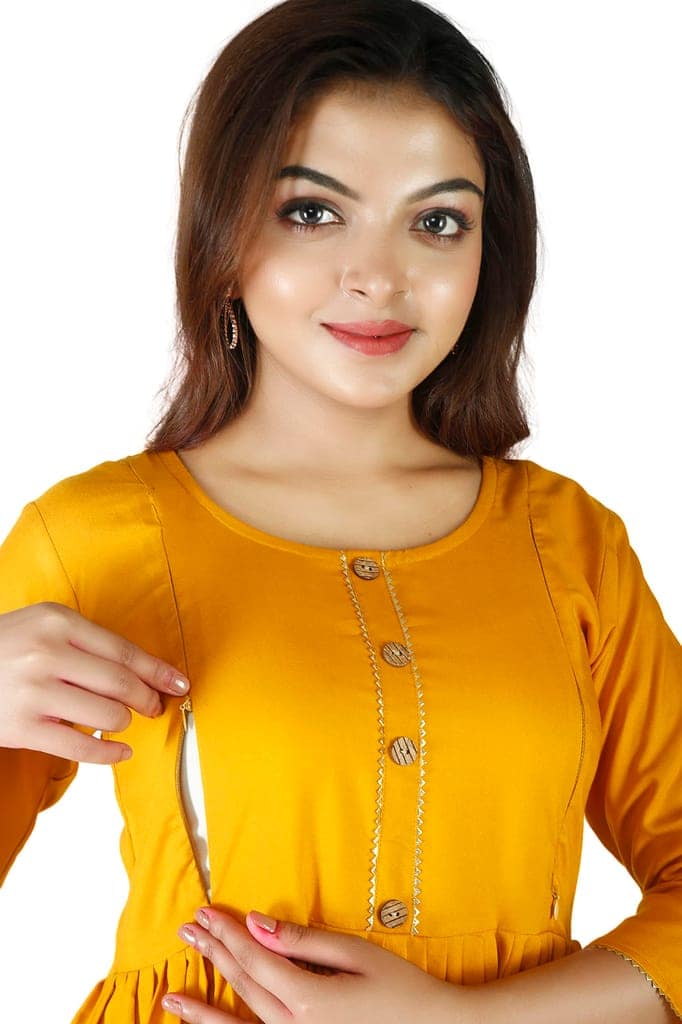 MAHIRA 'S COMFORT Maternity Gown: Stylish Rayon Feeding Kurti for Pregnancy and Breastfeeding view 4