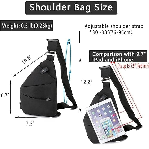 VIVA SMART Sling Bags Mens Lightweight Crossbody Chest Casual Daypack Anti-theft Water Resistant Shoulder Backpack view 8