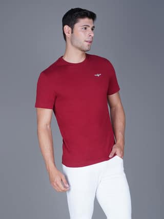 Men's Casual Cotton Jersey Tee Dark Red