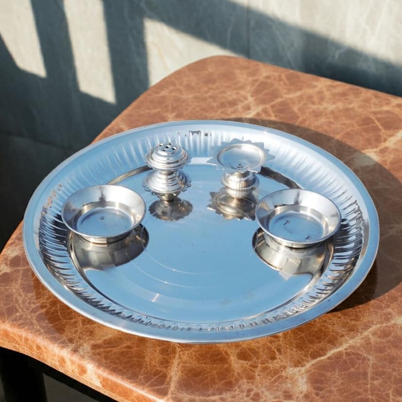 Steel Puja Thali (SMAS038 F)