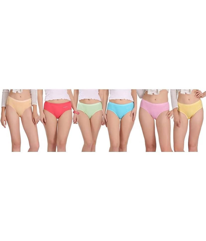 Eve's Beauty Pack of 6 Cotton Women's Hipsters ( Multi Color )