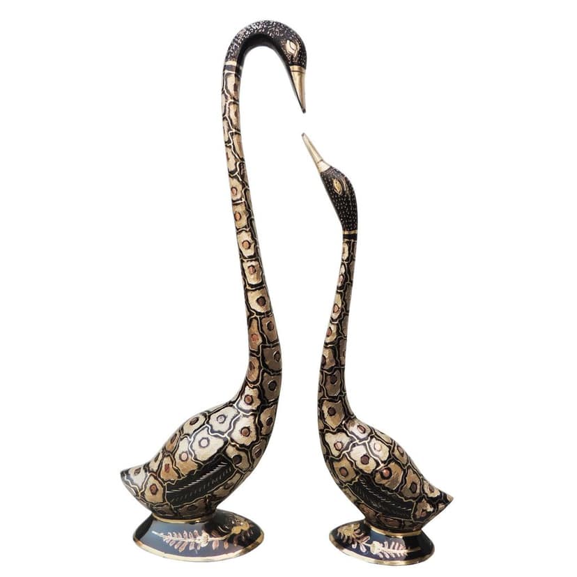 Handcrafted Brass Swan Saras Statue for Living Room & Table Decor, Height : 17.5 Inch (ANMAS214 E) view 2