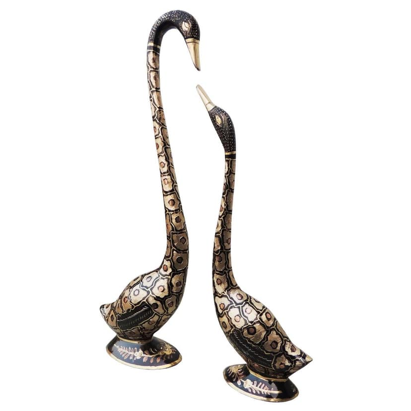 Handcrafted Brass Swan Saras Statue for Living Room & Table Decor, Height : 17.5 Inch (ANMAS214 E) view 3