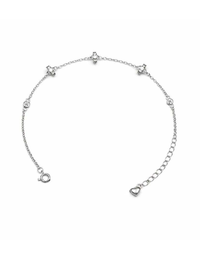AXORA LIFE 925 Sterling Silver Classic Crystal Charm Silver Bracelet view 3