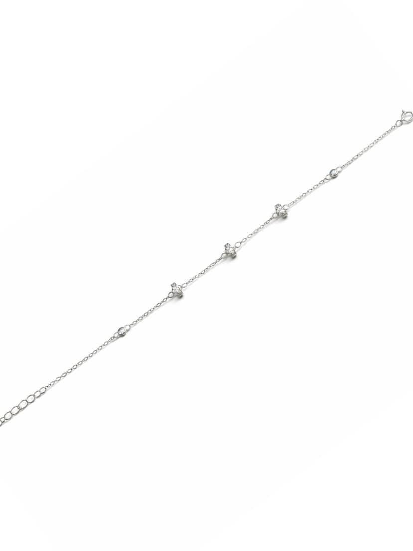 AXORA LIFE 925 Sterling Silver Classic Crystal Charm Silver Bracelet view 4