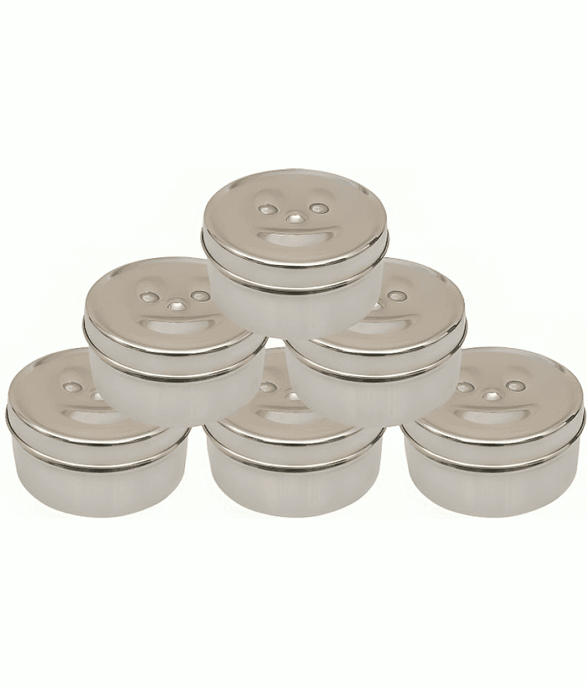 Kitcorner Keep Smiling Steel Silver Food Container ( Set of 6 )