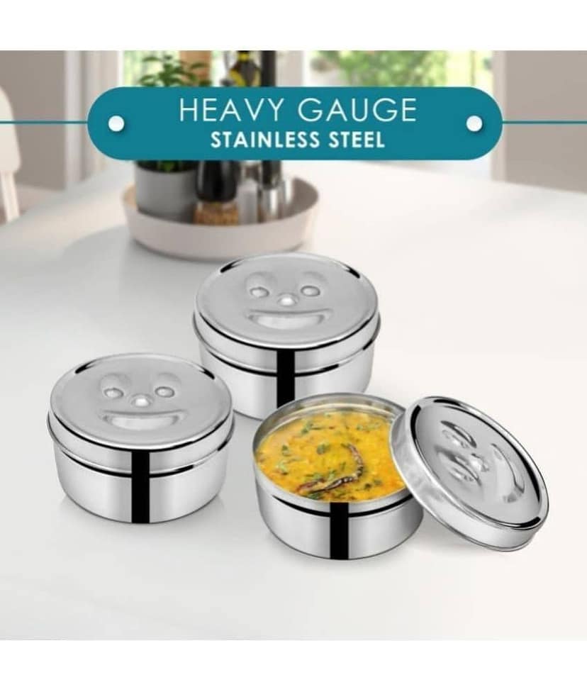 Kitcorner Keep Smiling Steel Silver Food Container ( Set of 6 ) view 2
