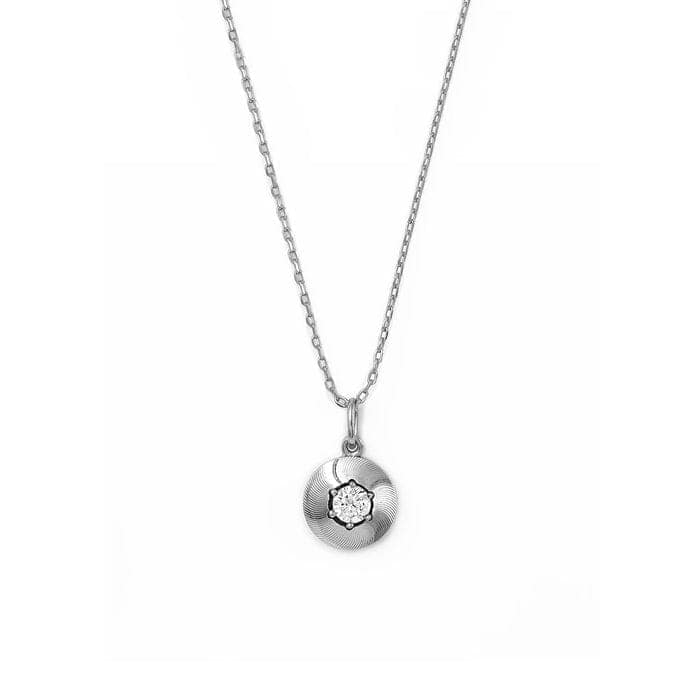 Silver Round Illusion Pendant with Chain