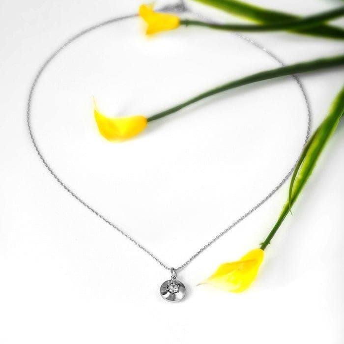 Silver Round Illusion Pendant with Chain view 3