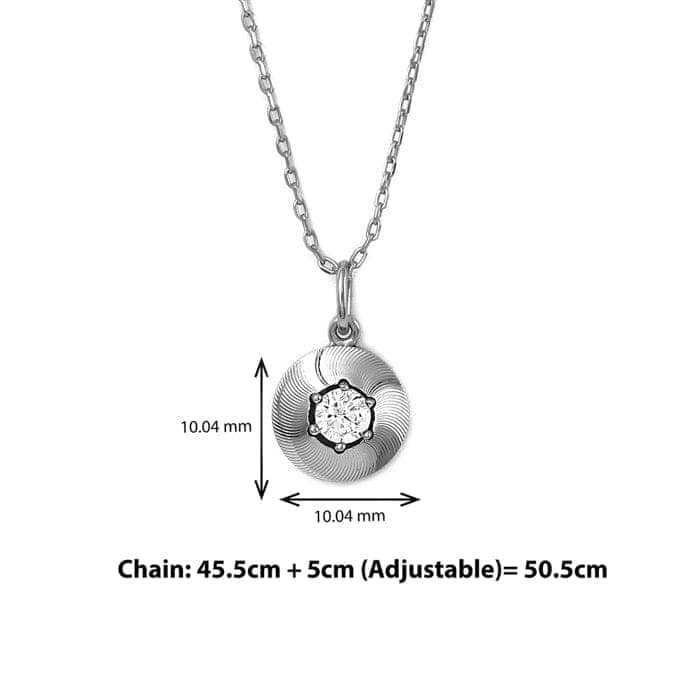 Silver Round Illusion Pendant with Chain view 4