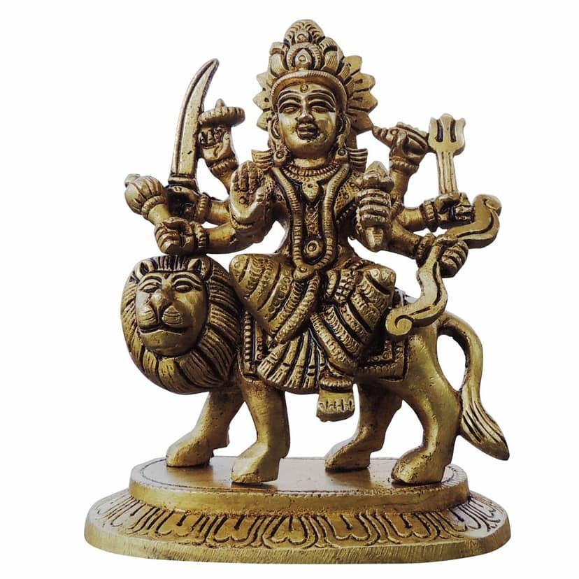 Brass Durga Ji Handcrafted Statue - Divine Temple Decor Showpiece, Height : 5 Inch (BSMAS1044 Q) view 2