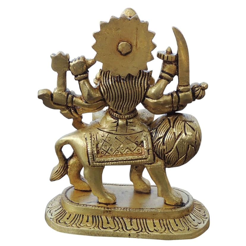 Brass Durga Ji Handcrafted Statue - Divine Temple Decor Showpiece, Height : 5 Inch (BSMAS1044 Q) view 3