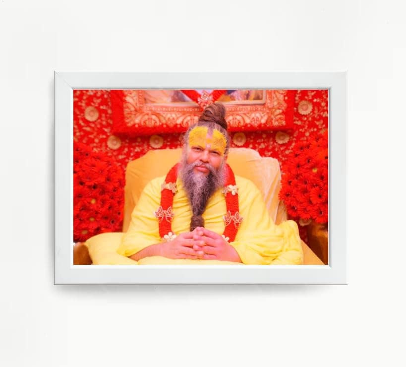 NOKKES Premanand Ji Maharaj White Religious Photo frame 5X7 Inch Photo Frame_WEW29