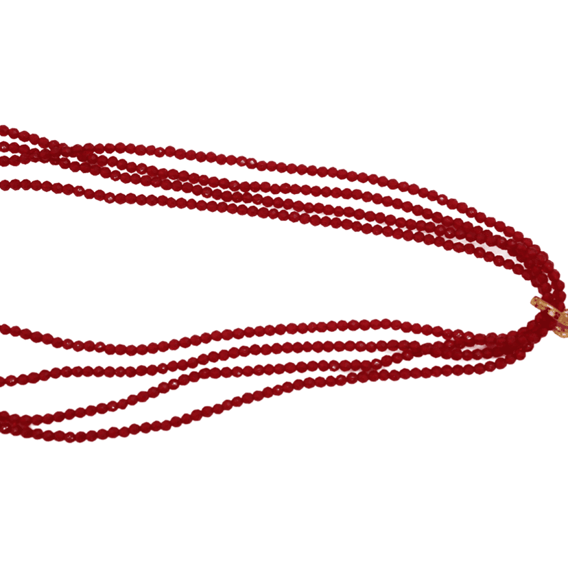 Traditional Indian Gold Plated Mangalsutra Necklace with Red Beads for Women view 3