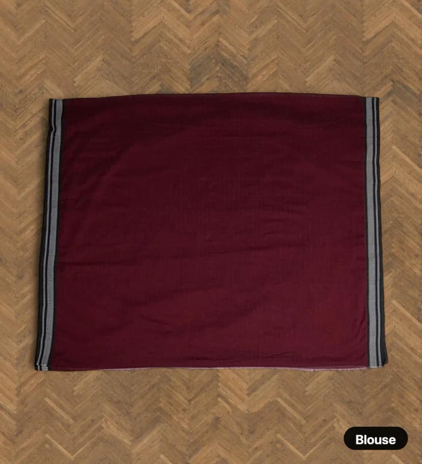 Handwoven Ilkal Cotton Saree in Maroon with Mustard Pallu Bands view 5