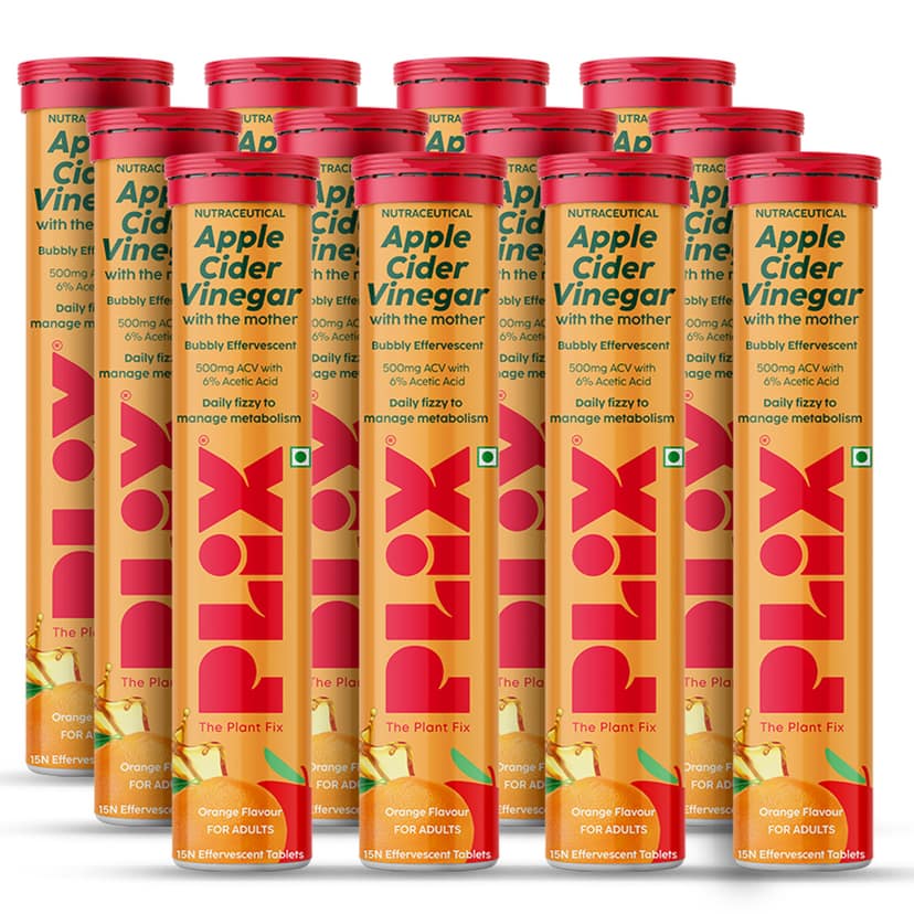 Apple Cider Vinegar Effervescent with the mother Pack of 12 Tubes__3 Months__180 Tablets