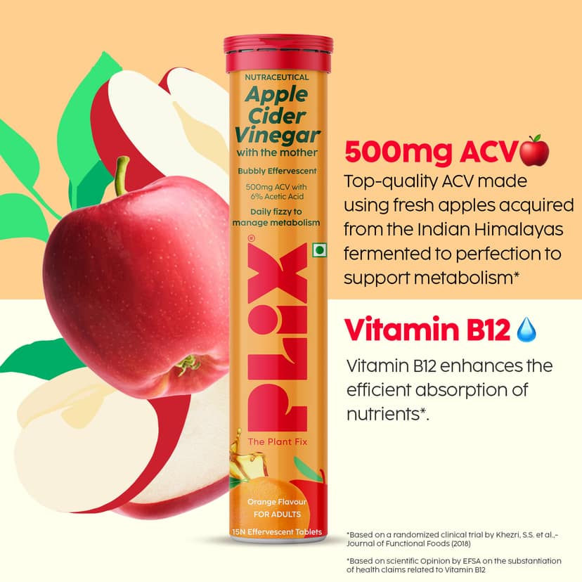 Apple Cider Vinegar Effervescent with the mother Pack of 12 Tubes__3 Months__180 Tablets view 4