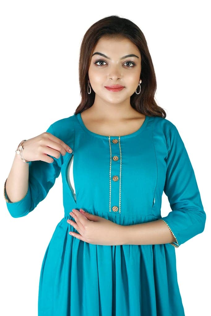 Maternity Gown: Stylish Rayon Feeding Kurti for Pregnancy and Breastfeeding view 3