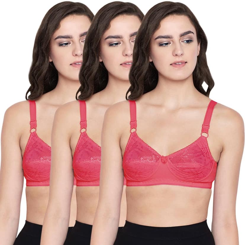 Bodycare Cotton Non Padded Non wired Regular Bra-Pack of 3