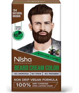 Nisha Beard Colour for Men Natural Brown 40g, Professional Beard Hair Colour, Ammonia Free Beard Cream Hair Color