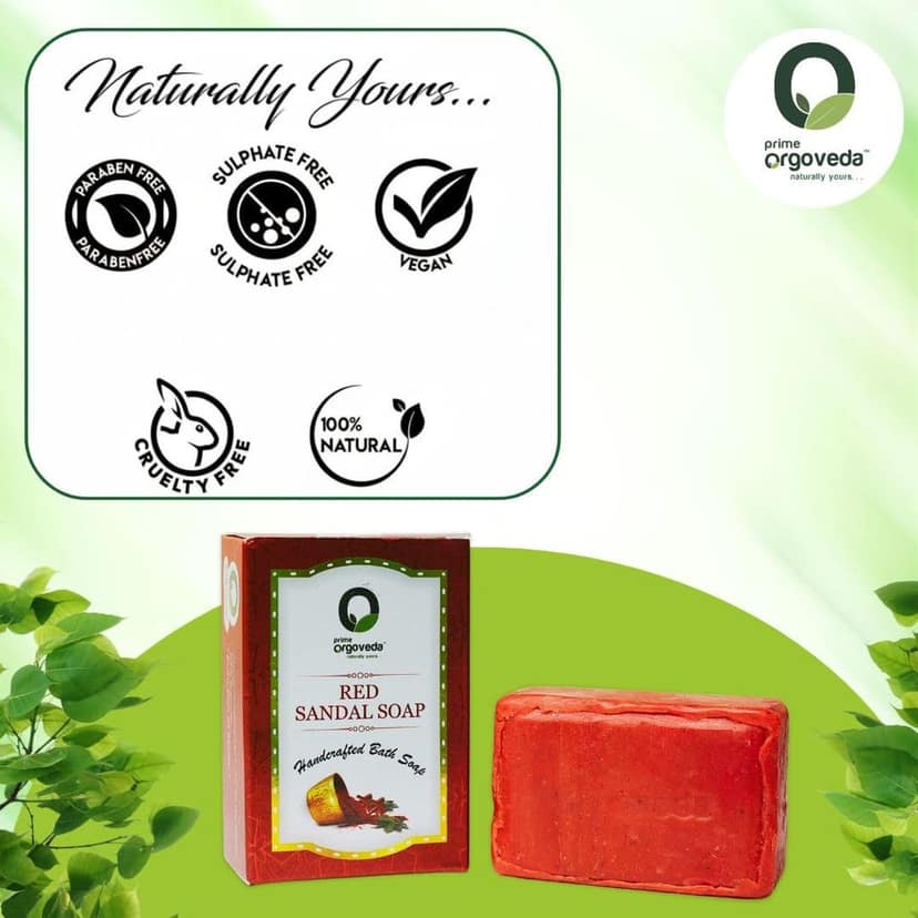 Red Sandal Soap (Pack of 2) | 125g Natural Handmade Rakta Chandan Soap | Skin Brightening & Tan Removal | Herbal Bath Soap | Chemical-Free Body Soap view 5