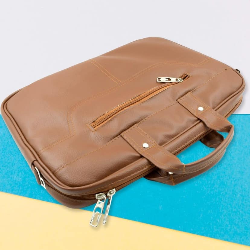 Multipurpose Bag, Shoulder Side Bag Office Laptop Faux Leather Executive Formal Laptop & MacBook Messenger / Office / Travel / Business / Shoulder / Hand / Sling Bag for Men Women with Multiple compartments view 3